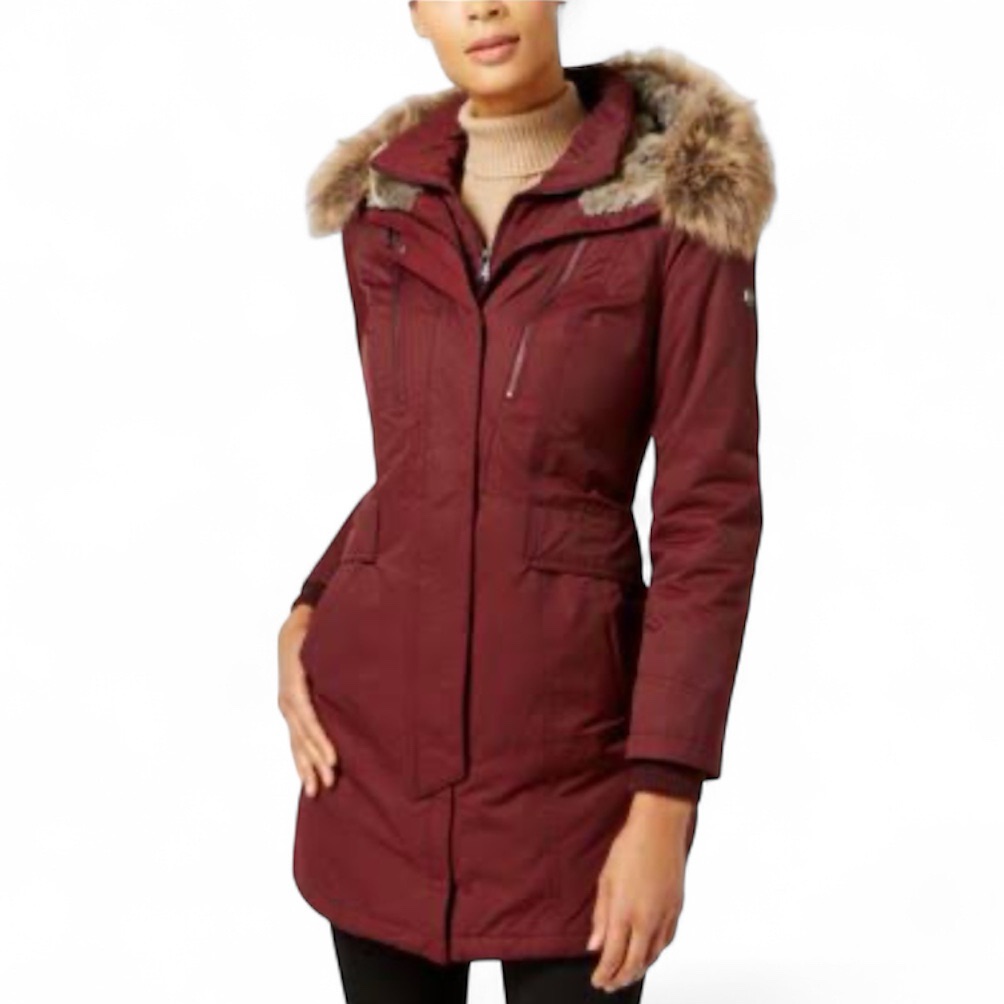 Parka Faux Fur Hooded 1 Madison Expedition Layered Xl Maroon